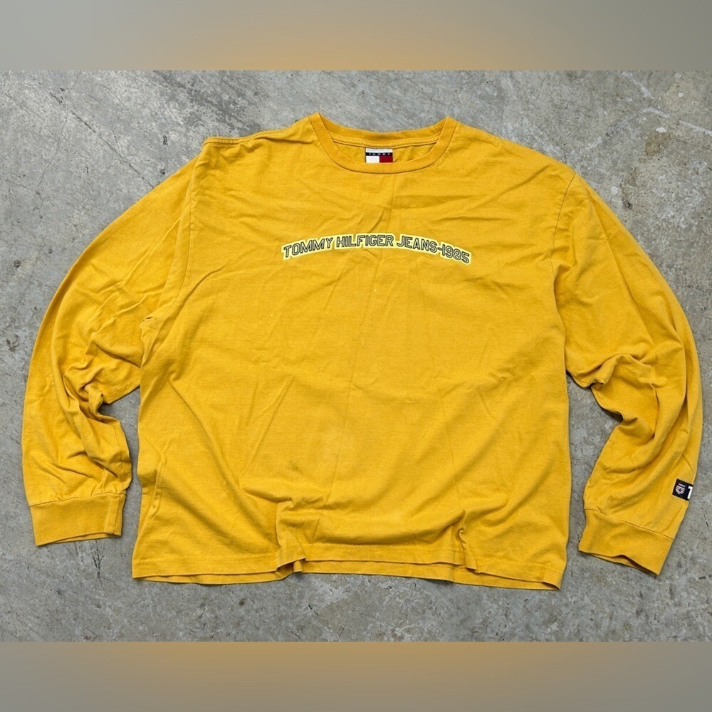 XXLarge Men's Vintage Yellow Long Sleeve T-Shirt, Tommy‎ Hilfiger